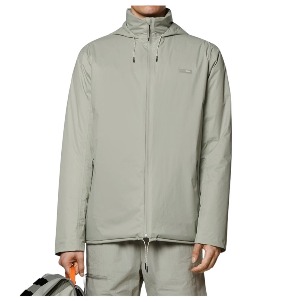 Rains Jacket Adult XL Cement Padded Nylon 15470 Full Zip Waterproof Hood